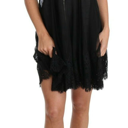 Dolce & Gabbana Black Silk Lace Dress Chemise Lingerie