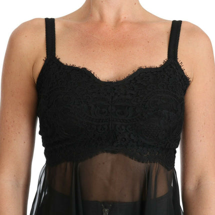 Dolce & Gabbana Black Silk Lace Dress Chemise Lingerie