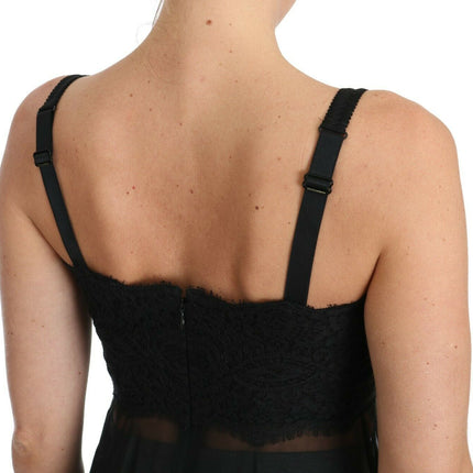 Dolce & Gabbana Black Silk Lace Dress Chemise Lingerie