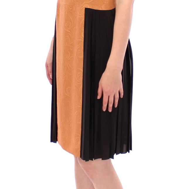 FILOS Black Bronze Silk Sleeveless Above Sheath Dress