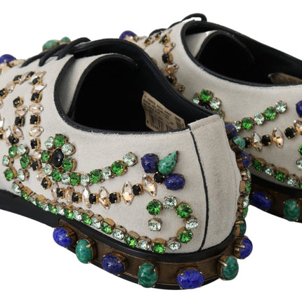 Dolce & Gabbana White Suede Crystal Dress Broque Shoes