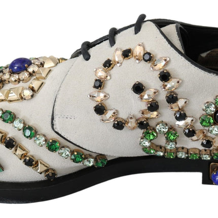 Dolce & Gabbana White Suede Crystal Dress Broque Shoes