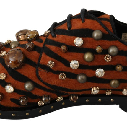 Dolce & Gabbana Orange Pony Hair Crystal Dress Broque Shoes