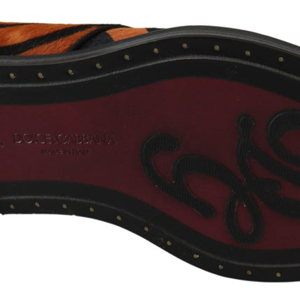 Dolce & Gabbana Orange Pony Hair Formal Dress Broque Shoes