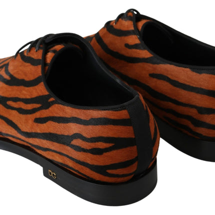 Dolce & Gabbana Orange Pony Hair Formal Dress Broque Shoes