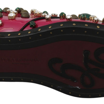 Dolce & Gabbana Pink Leather Crystals Dress Broque Shoes