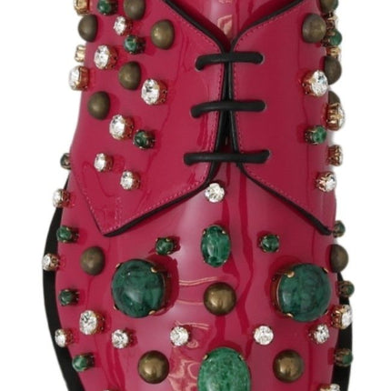 Dolce & Gabbana Pink Leather Crystals Dress Broque Shoes