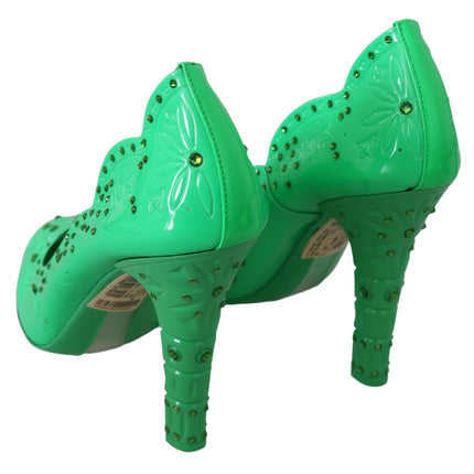 Dolce & Gabbana Green Crystal Floral Heels CINDERELLA Shoes