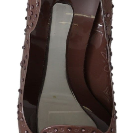 Dolce & Gabbana Brown Floral Crystal Heels CINDERELLA Shoes
