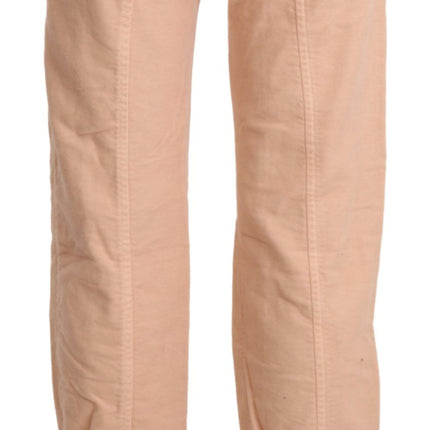Ermanno Scervino Beige Mid Waist Cropped Cotton Trouser Pants