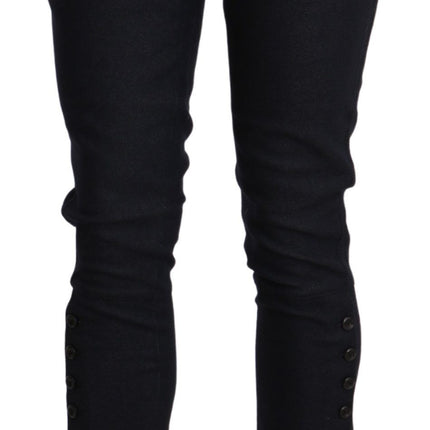 Ermanno Scervino Black High Waist Capri Cropped Cotton Pants