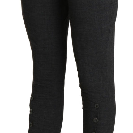 Ermanno Scervino Gray High Waist Capri Cropped Cotton Pants