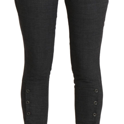Ermanno Scervino Gray High Waist Capri Cropped Cotton Pants