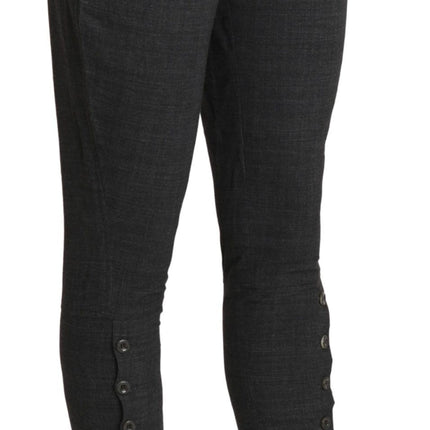Ermanno Scervino Gray High Waist Capri Cropped Cotton Pants
