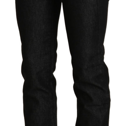 Ermanno Scervino Black Mid Waist Skinny Slim Denim Trouser