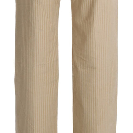 Ermanno Scervino Beige High Waist Flared Wide Leg Trouser Pants