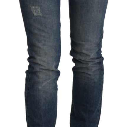 Ermanno Scervino Blue Washed Mid Waist Skinny Denim Jeans