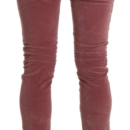Ermanno Scervino Red Mid Waist Skinny Cotton Pants