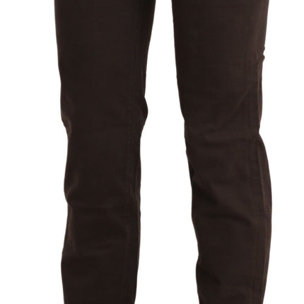 Ermanno Scervino Brown Mid Waist Skinny Slim Trouser Cotton Jeans