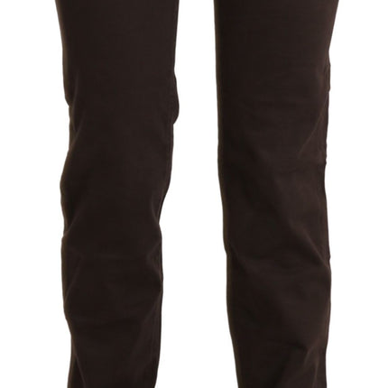Ermanno Scervino Brown Mid Waist Skinny Slim Trouser Cotton Jeans