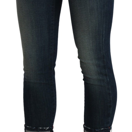 Acht Blue Washed Low Waist Skinny Cropped Denim pant