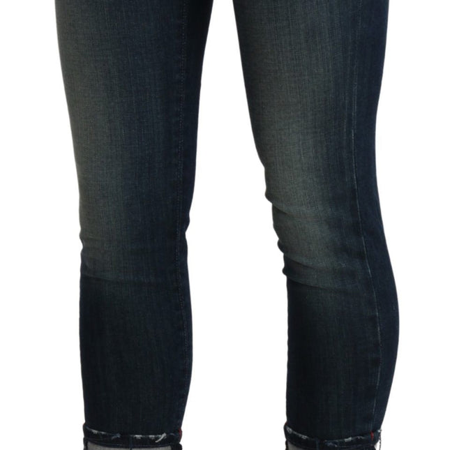 Acht Blue Washed Low Waist Skinny Cropped Denim pant