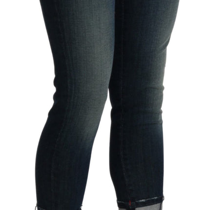 Acht Blue Washed Low Waist Skinny Cropped Denim pant