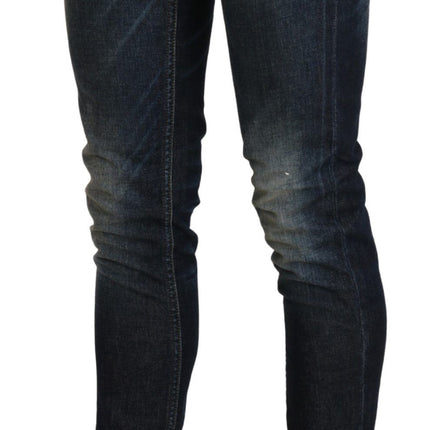 Acht Blue Washed Low Waist Skinny Cropped Denim Pant