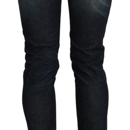 Acht Blue Washed Low Waist Skinny Cropped Denim Pant