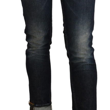 Acht Blue Washed Low Waist Skinny Cropped Denim Pant