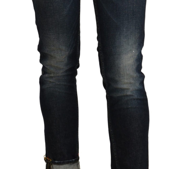 Acht Blue Washed Low Waist Skinny Cropped Denim Pant