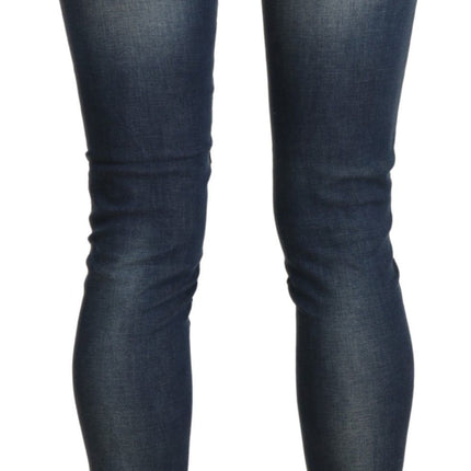 Acht Blue Washed Low Waist Skinny Cropped Denim Trouser