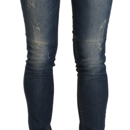 Acht Blue Washed Low Waist Skinny Cropped Denim Trouser
