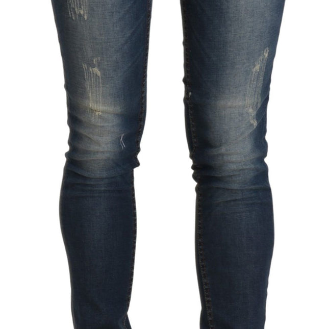 Acht Blue Washed Low Waist Skinny Cropped Denim Trouser