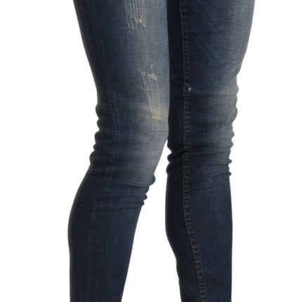 Acht Blue Washed Low Waist Skinny Cropped Denim Trouser