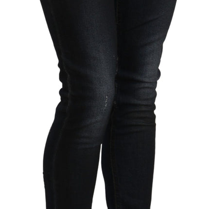 Acht Blue Washed Low Waist Skinny Denim Slim Trouser
