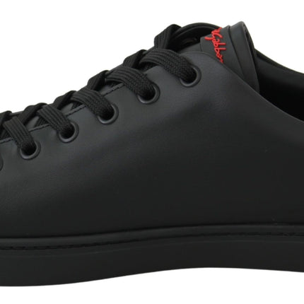 Dolce & Gabbana Black Leather Love Heart Sneakers Womens Shoes