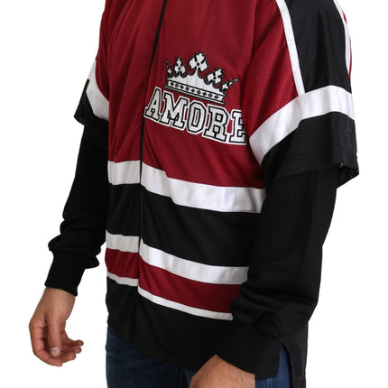 Dolce & Gabbana Red Black AMORE Sport Full Zipper Sweater