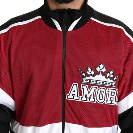 Dolce & Gabbana Red Black AMORE Sport Full Zipper Sweater