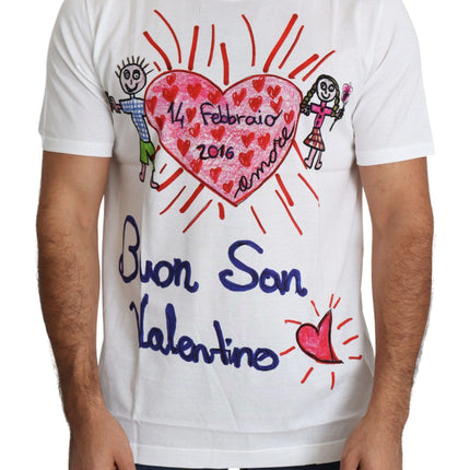 Dolce & Gabbana White Saint Valentine Hearts Print Men  T-shirt