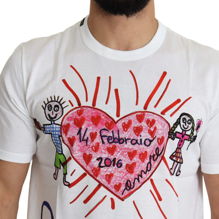 Dolce & Gabbana White Saint Valentine Hearts Print Men  T-shirt