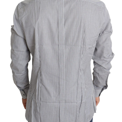Dolce & Gabbana Black White Checkered GOLD Dress Cotton Shirt
