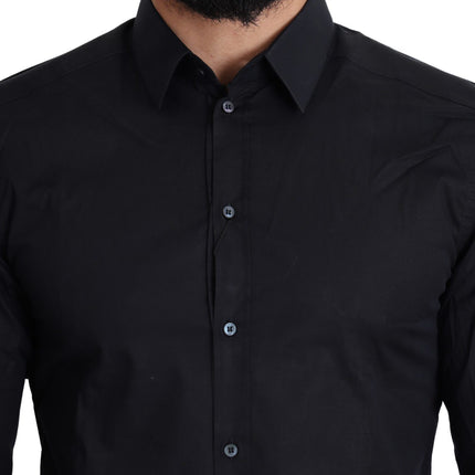 Dolce & Gabbana Blue Cotton Formal GOLD Dress Shirt
