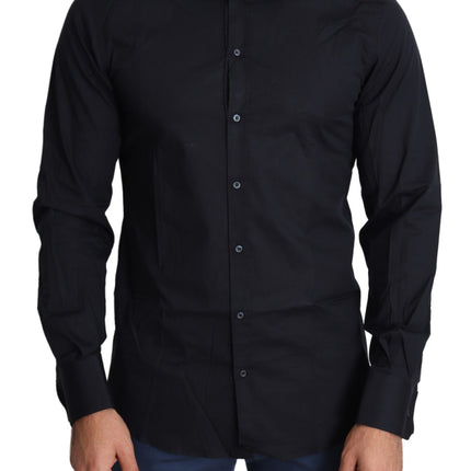 Dolce & Gabbana Blue Cotton Formal GOLD Dress Shirt