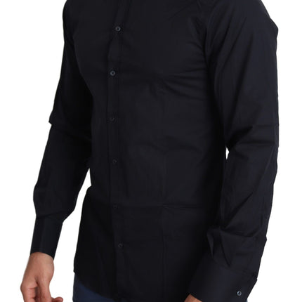 Dolce & Gabbana Blue Cotton Formal GOLD Dress Shirt