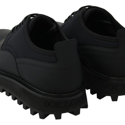 Dolce & Gabbana Black Rubberized Calfskin Chunky Derby Vulcano Shoes