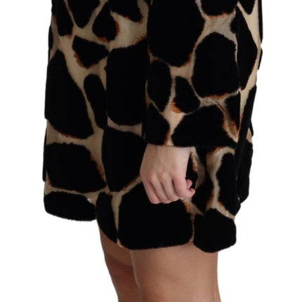 Dolce & Gabbana Black Giraffe Print Shift Mini Dress