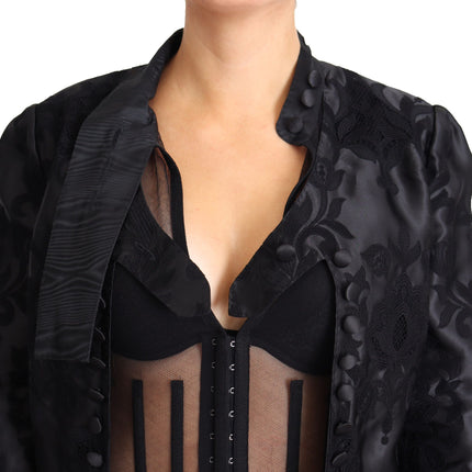 Dolce & Gabbana Black Lace Sheer Corset Organza Silk Jacket