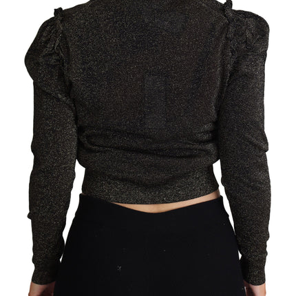 Dolce & Gabbana Black Gold Cropped Women Pullover Sweater