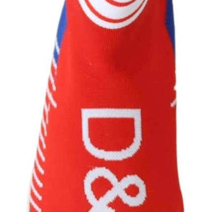 Dolce & Gabbana Blue Red Sorrento Logo Sneakers Socks Shoes